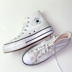White high top platform converse